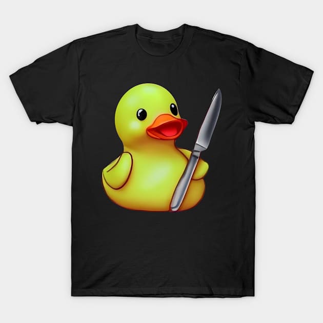 Rubber Ducky with Kitchen Knife T-Shirt by GrayDaiser